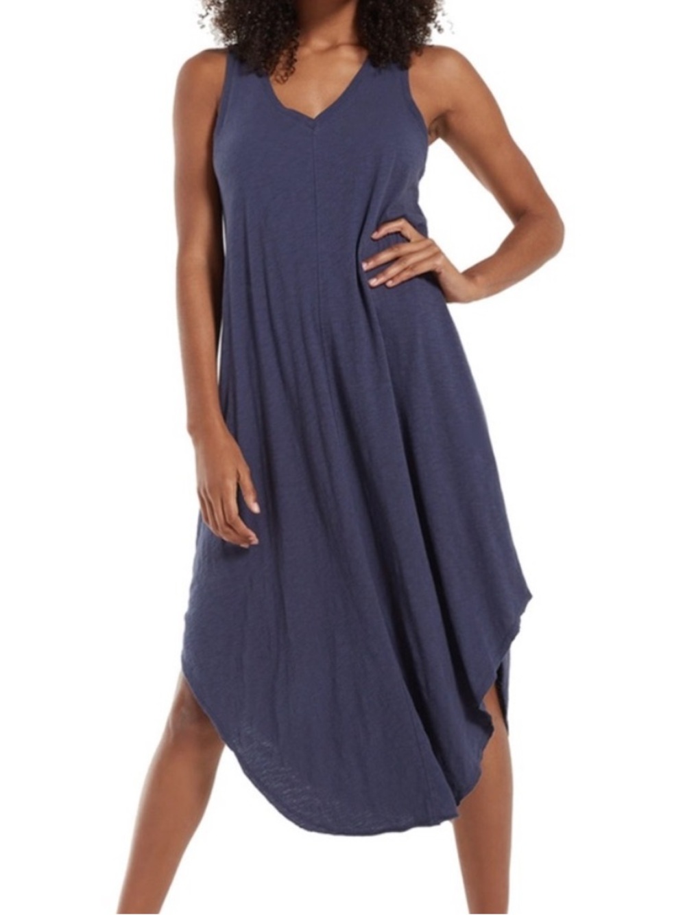 Z Supply Sleeveless V-Neck Swing Midi Dress in Navy